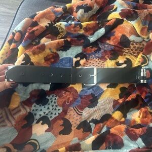 Black Leather Belt with Silver Buckle